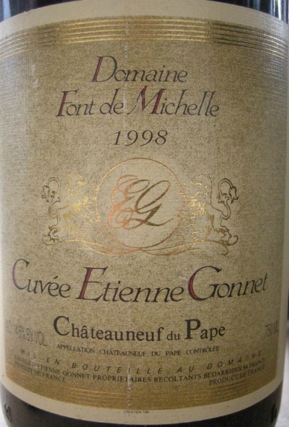 1998 Domaine Font de Michelle Châteauneuf-du-Pape Cuvée ...