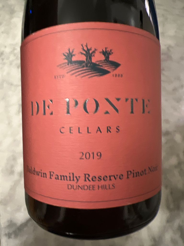 2019 De Ponte Cellars Pinot Noir Baldwin Family Reserve, USA, Oregon