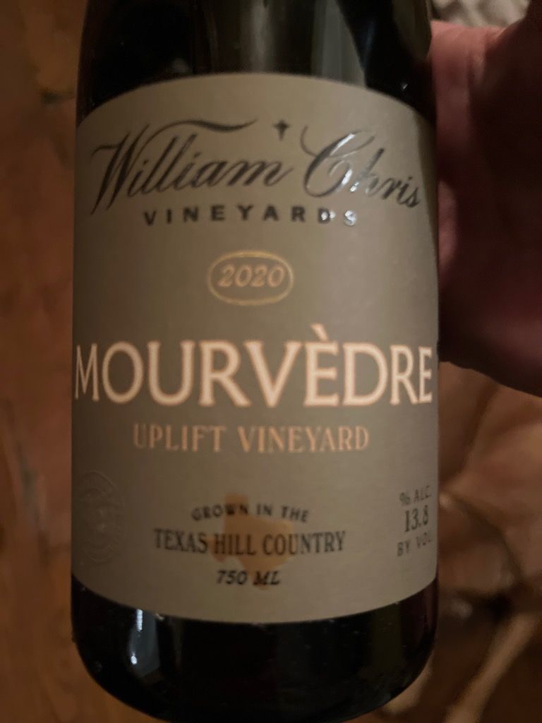 2020 William Chris Vineyards Mourvèdre Uplift Vineyard, USA, Texas ...