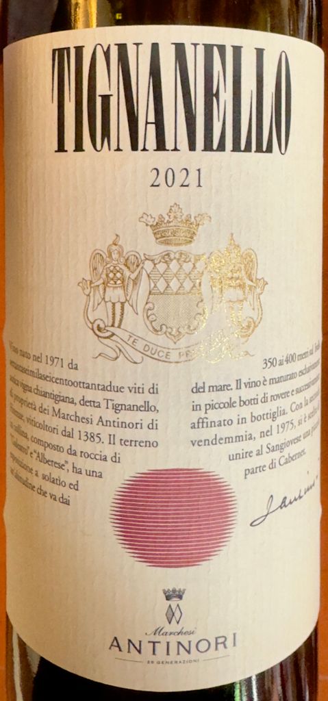 2021 Antinori Tignanello - CellarTracker