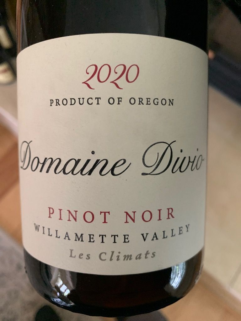 2020 Domaine Divio Pinot Noir Les Climats Willamette Valley USA