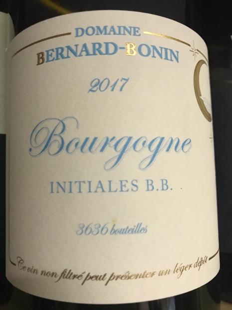 2017 Domaine Bernard-Bonin Bourgogne Blanc Initiales B.B., France ...