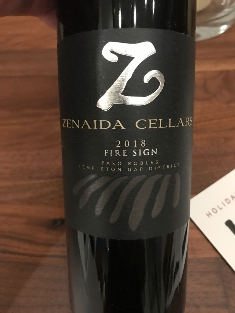 2018 Zenaida Cellars Estate Fire Sign, USA, California, Central Coast