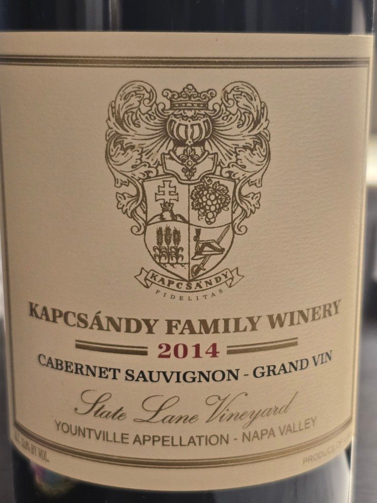 2014 Kapcsándy Family Winery Cabernet Sauvignon (Grand Vin) State