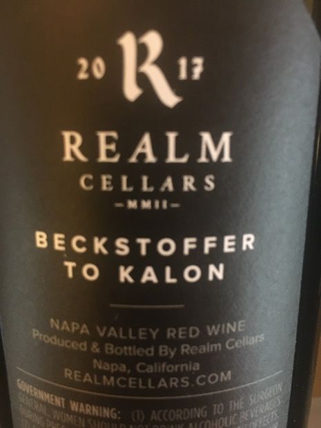 2017 Realm Cellars Cabernet Sauvignon Beckstoffer To Kalon Vineyard ...