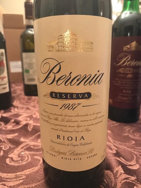 1987 Bodegas Beronia Rioja Reserva, Spain, La Rioja, Rioja - CellarTracker