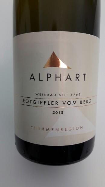 2016 Alphart Rotgipfler Vom Berg Austria Niederösterreich Thermenregion Cellartracker 7791