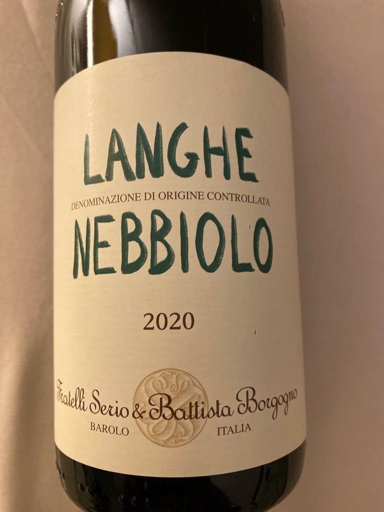 2020 Fratelli Serio and Battista Borgogno Langhe Nebbiolo, Italy ...