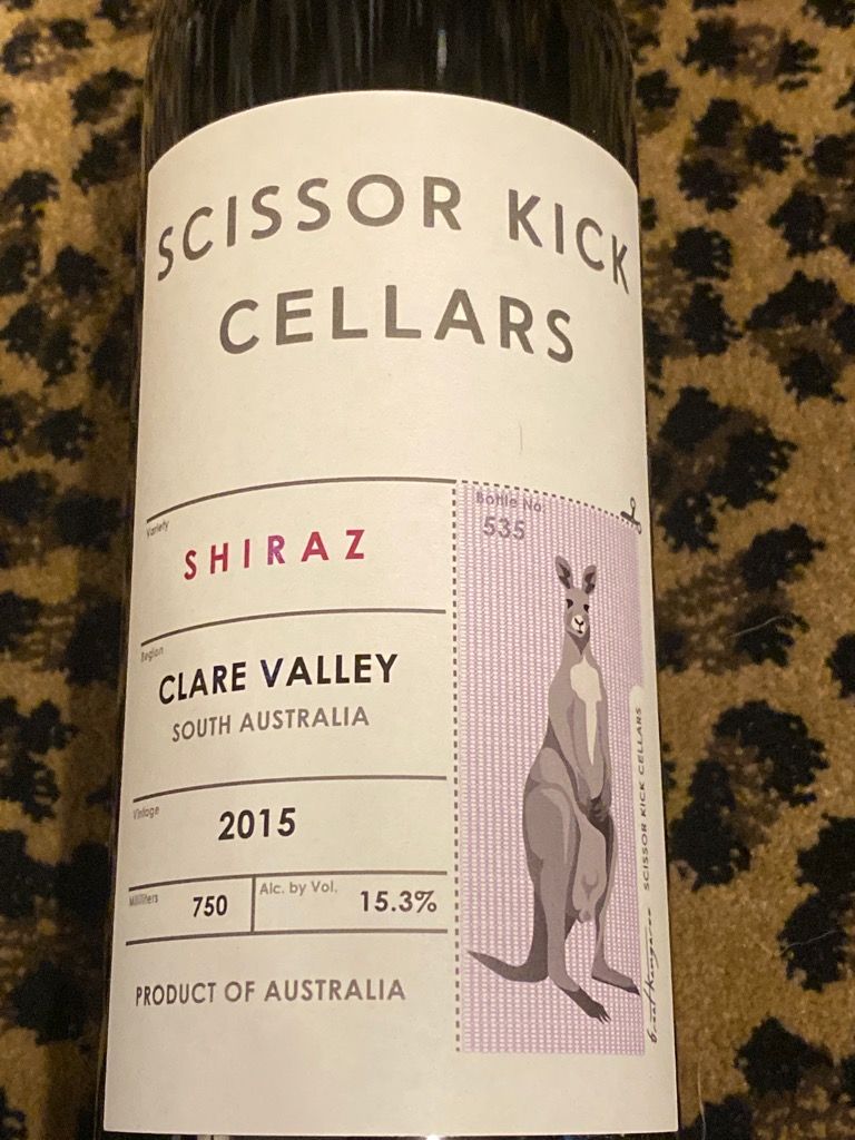 2015 Scissor Kick Cellars Shiraz, Australia, South Australia, Mount Lofty Ranges, Clare Valley