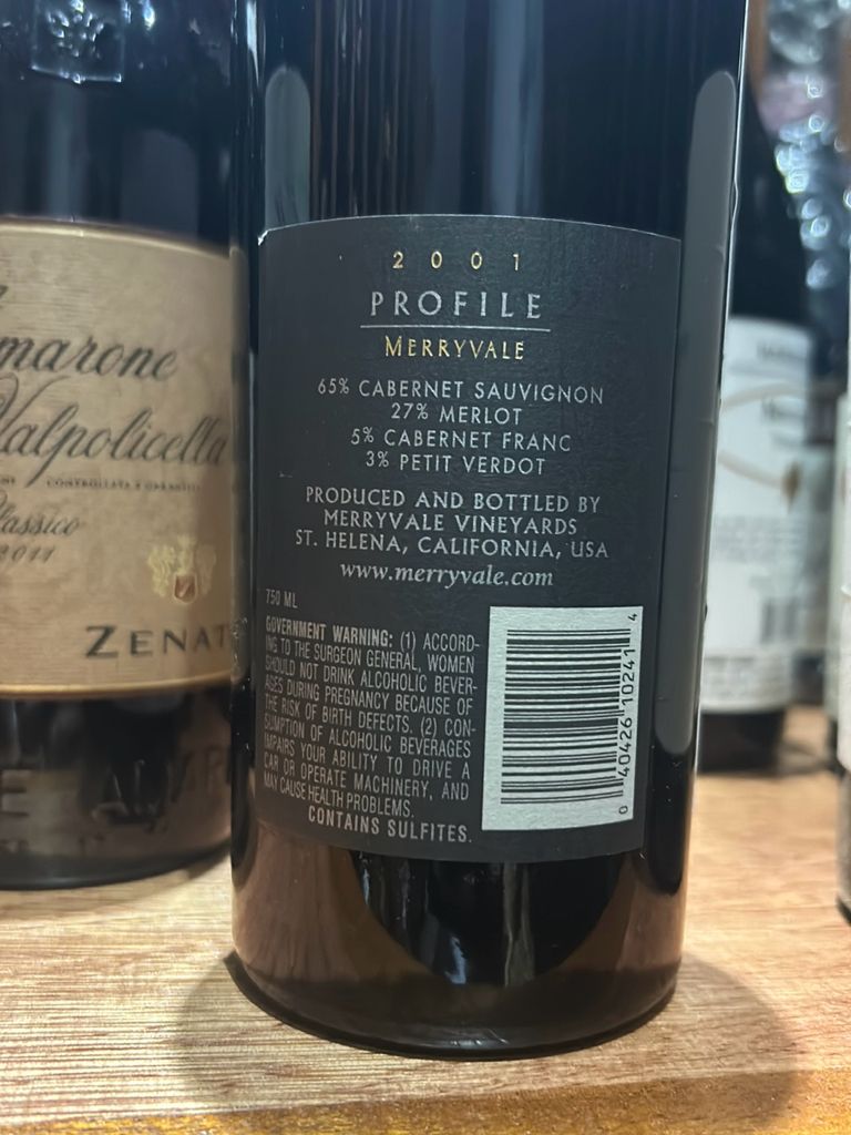 2001 Merryvale Profile - CellarTracker