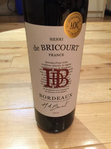 2014 Henri de Bricourt Bordeaux - CellarTracker