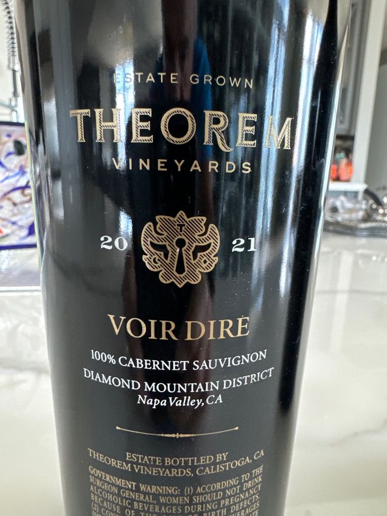 2021 theorem vineyards cabernet sauvignon voir dire usa california