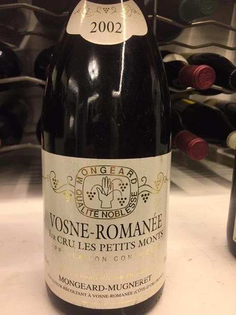 ワイン Mongeard Mugneret Vosne Romanee 1997 1997 Mongeard-Mugneret Vosne-Romanée 1er Cru Les Petits Monts