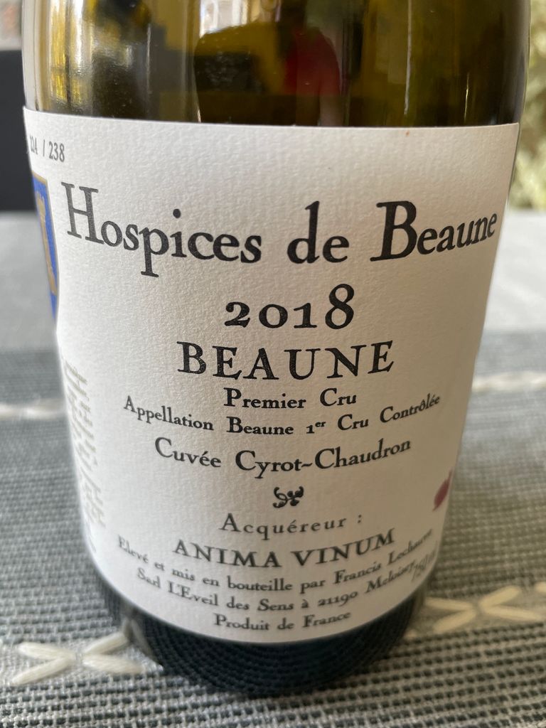 2018 Hospices de Beaune Beaune 1er Cru Cuvée Cyrot-Chaudron, France ...