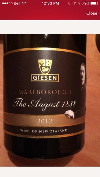 Giesen the august 1888 Sauvignon blanc marlborough glass 750ml (9416040100180)
