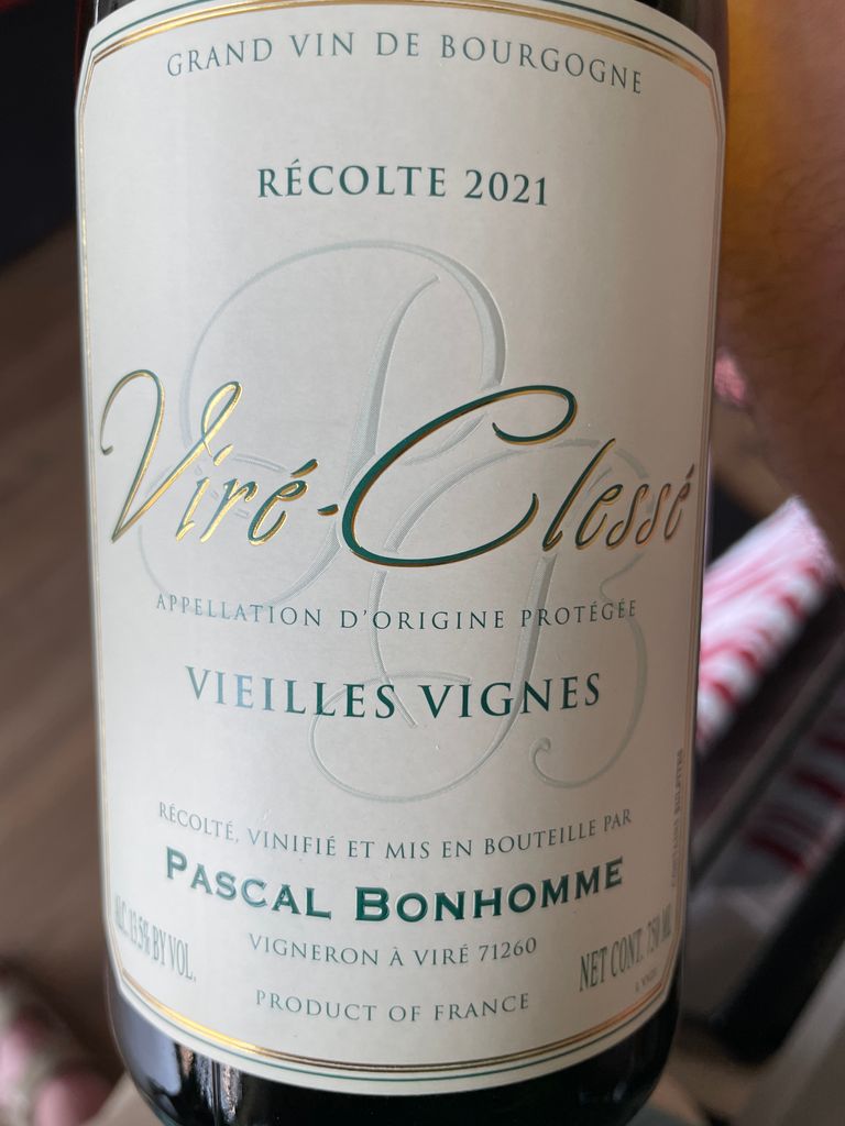 2021 Domaine Pascal Bonhomme ViréClessé Vieilles Vignes, France