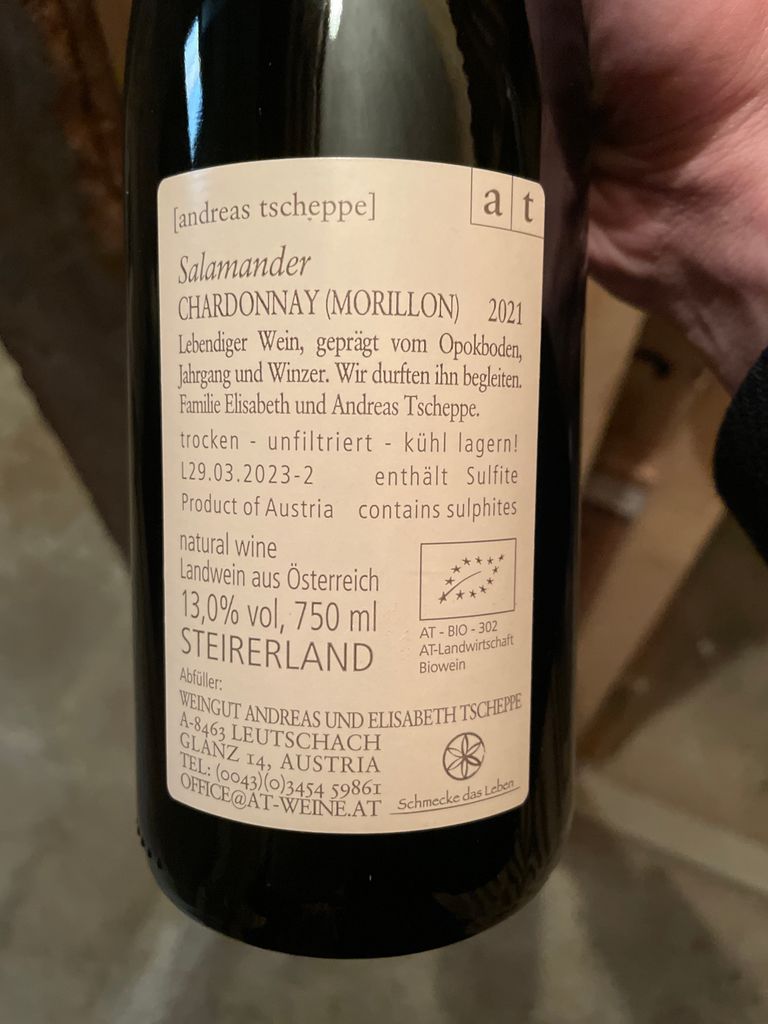 ツェッペ サラマンダー シャルドネ 2021 750ml Andreas Tscheppe
