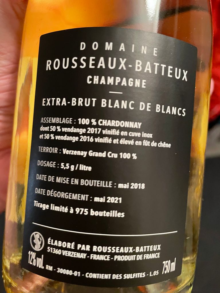 N.V. Champagne Rousseaux-Batteux Cuvée Blanche Extra Brut