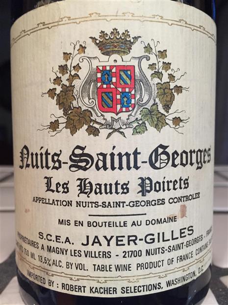 ワイン Nuits-Saint-es Les Hauts Poirets 1993 Domaine Robert Jayer-Gilles Nuits-Saint-Georges Les Hauts