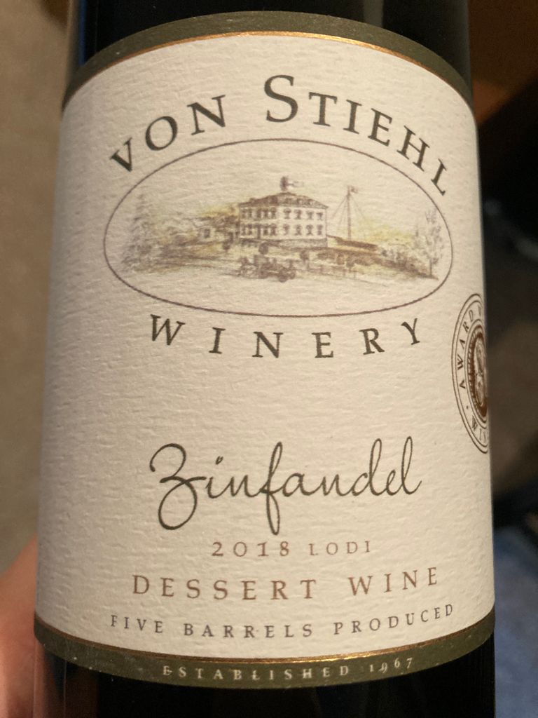 2020 von Stiehl Zinfandel Dessert Wine, USA, California, Central Valley