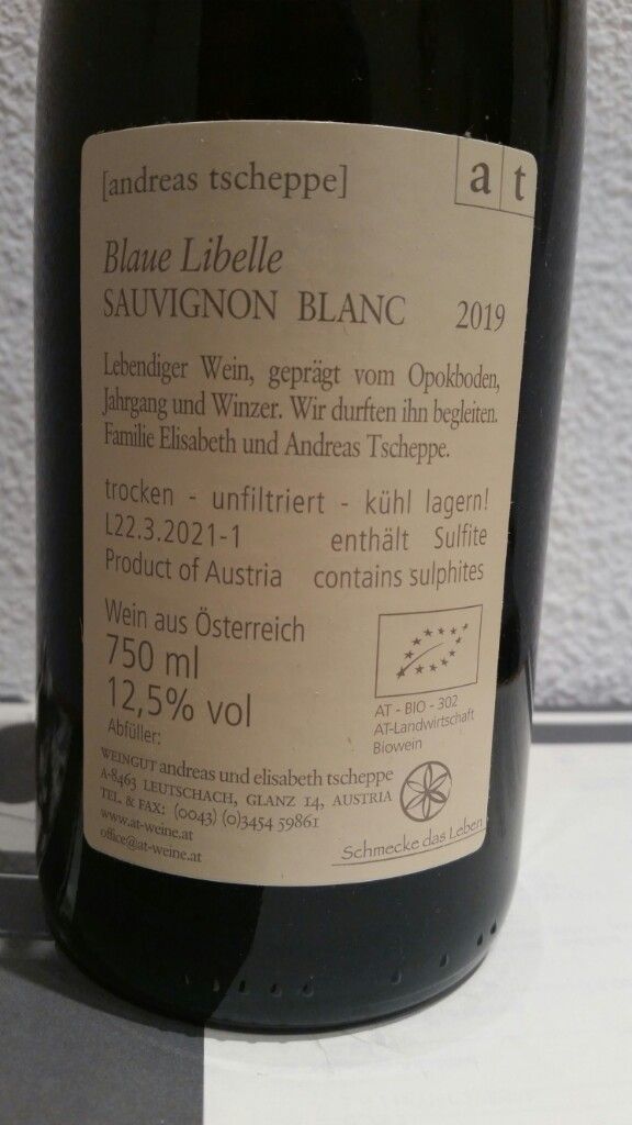 2019 Andreas Tscheppe Sauvignon Blanc blaue Libelle - CellarTracker