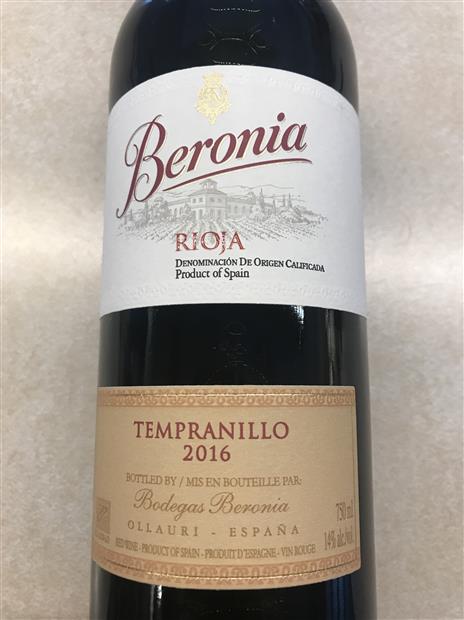 2016 Bodegas Beronia Tempranillo Rioja, Spain, La Rioja, Rioja ...