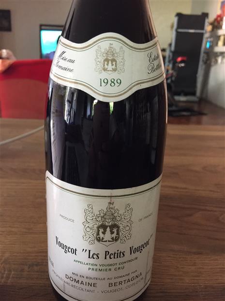 1989 Domaine Bertagna Vougeot 1er Cru Les Petits Vougeots