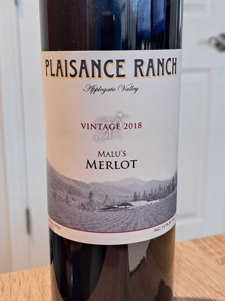2018 Plaisance Ranch Merlot, USA, Oregon, Southern Oregon, Applegate