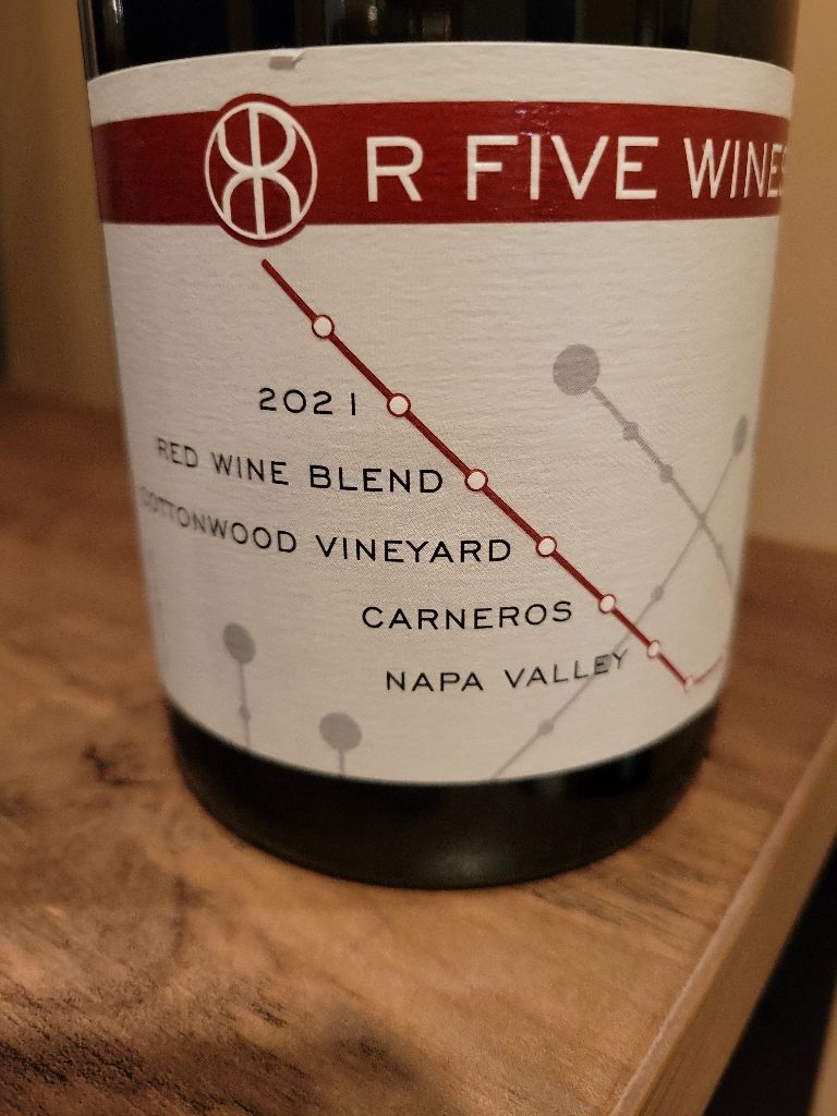 2021 R Five Wines Red Wine Blend Cottonwood Vineyard, USA, California ...