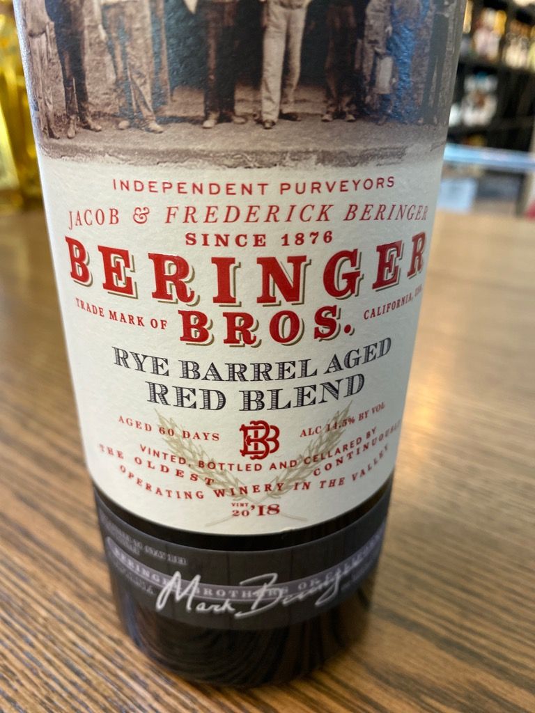 2018 Beringer Bros. Rye Barrel Aged Red Blend, USA, California