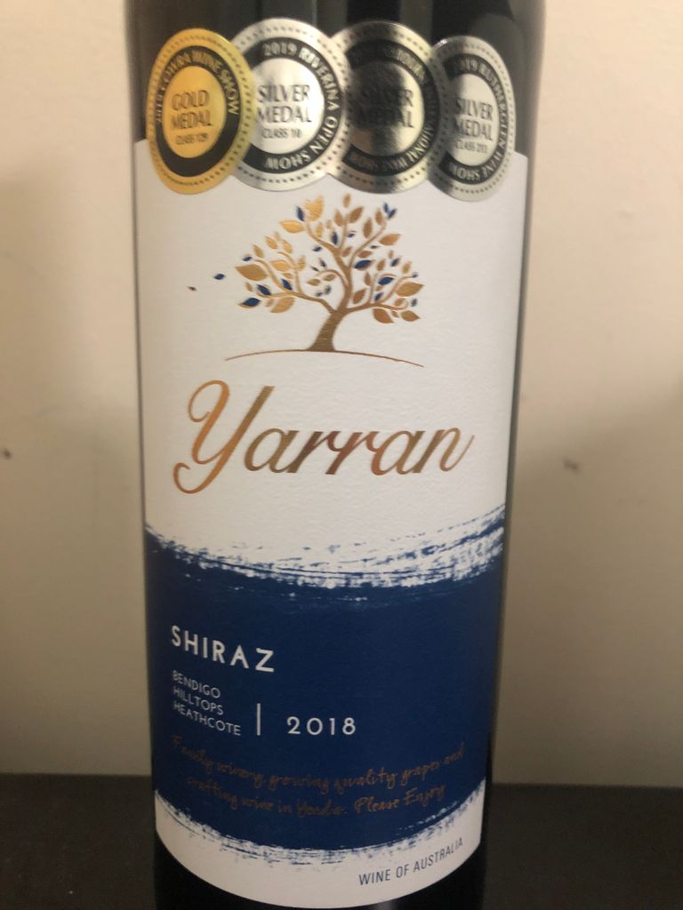 2018 Yarran Wines Shiraz, Australia, Victoria, Central Victoria