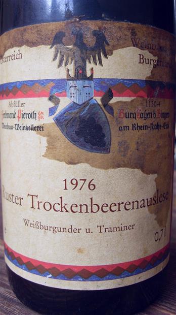 ワイン Ferdinand Pieroth Trockenbeerenauslese 1976 Ferdinand Pieroth Ruster Trockenbeerenauslese - CellarTracker