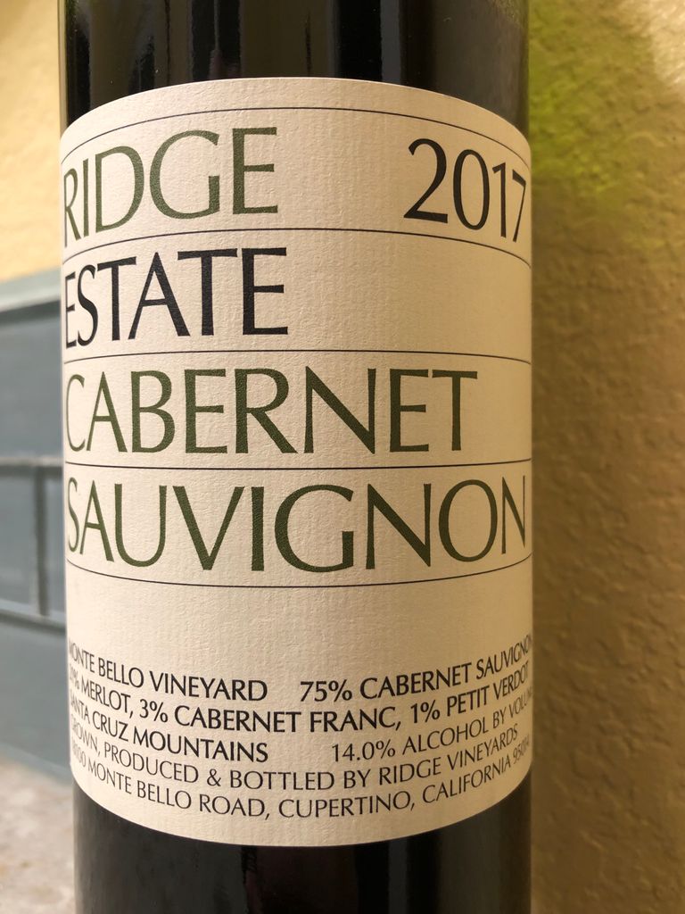 2017 Ridge Cabernet Sauvignon Estate - CellarTracker