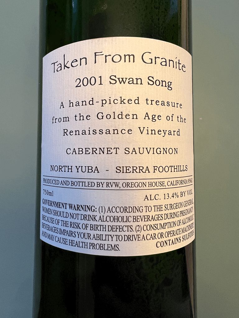 2001 Taken From Granite Cabernet Sauvignon Swan Song USA California 
