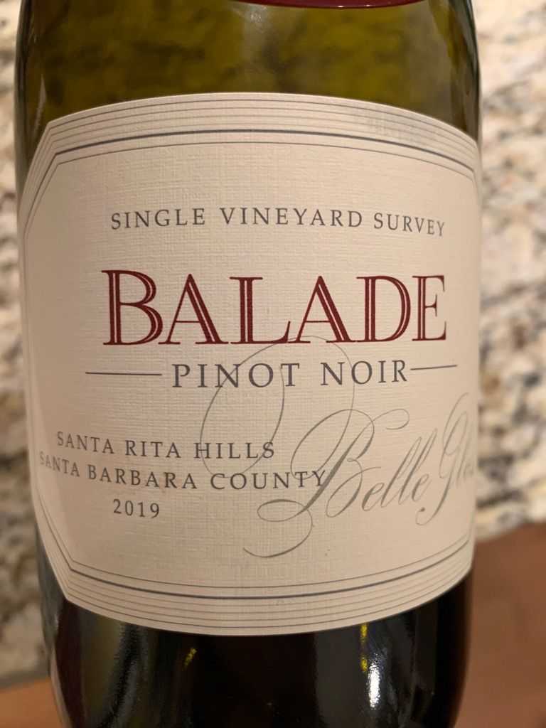 2019 Belle Glos Pinot Noir Single Vineyard Survey Balade Sta. Rita