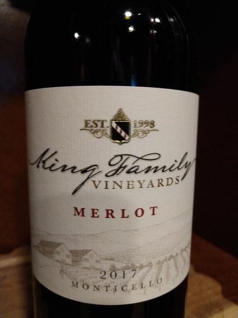 2017 King Family Vineyards Merlot, USA, Virginia, Central Virginia ...