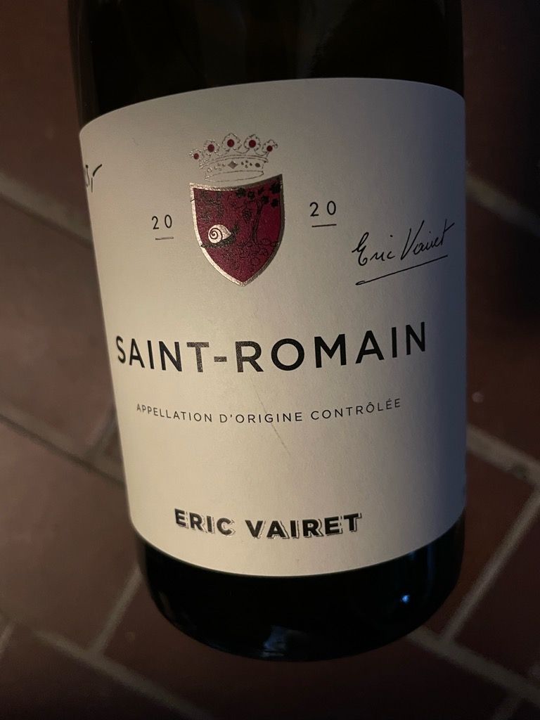 2020 Eric Vairet Saint-Romain Blanc, France, Burgundy, Côte de Beaune ...