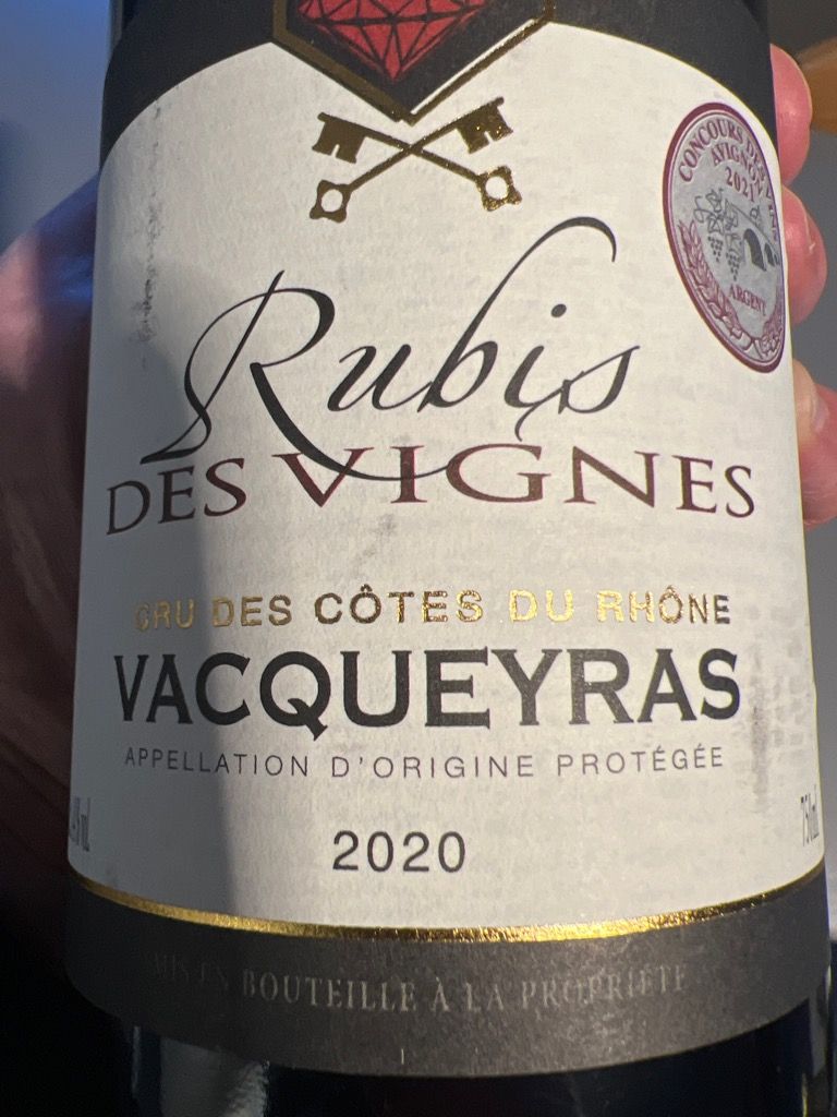 2020 Rubis des Vignes Vacqueyras - CellarTracker