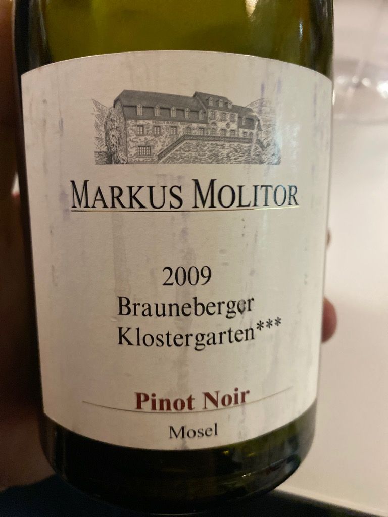 2009 Markus Molitor Brauneberger Klostergarten Pinot Noir ***, Germany ...