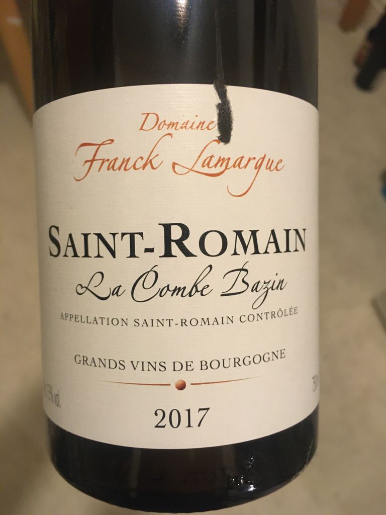 2018 Domaine Franck Lamargue SaintRomain La Combe Bazin Blanc, France, Burgundy, Côte de Beaune