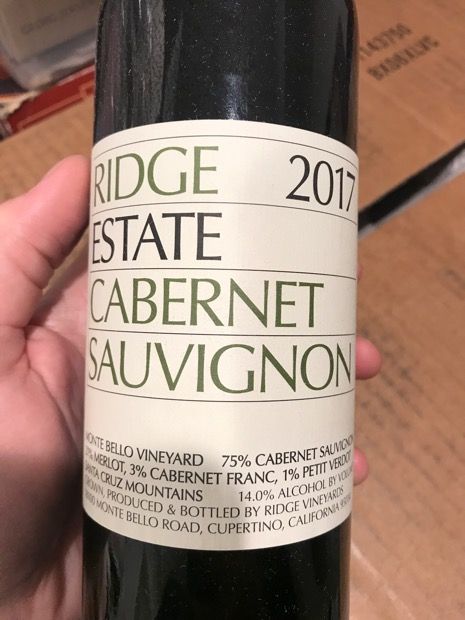 2017 Ridge Cabernet Sauvignon Estate - CellarTracker