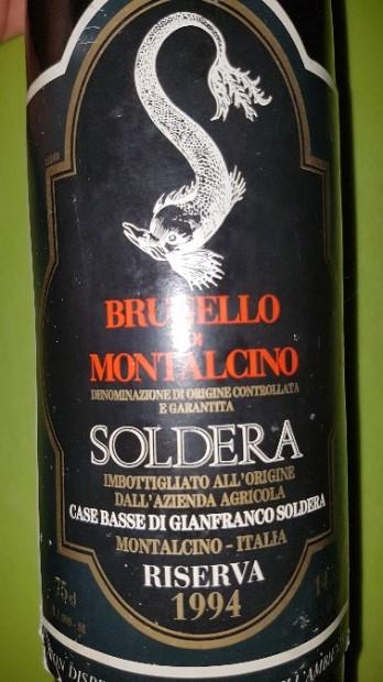 1998 Soldera (Az. Agr. Case Basse) Brunello di Montalcino Riserva