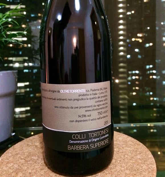 2011 Oltretorrente Barbera Superiore Italy Piedmont Colli Tortonesi 