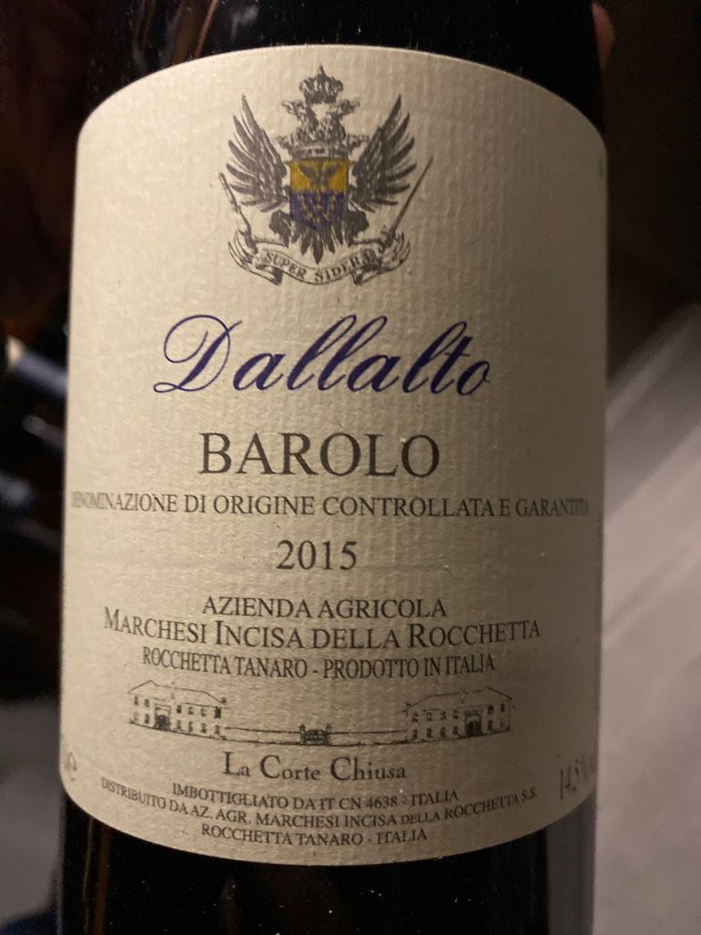 2015 Cantine dei Marchesi Incisa della Rocchetta Barolo Dallalto, Italy ...