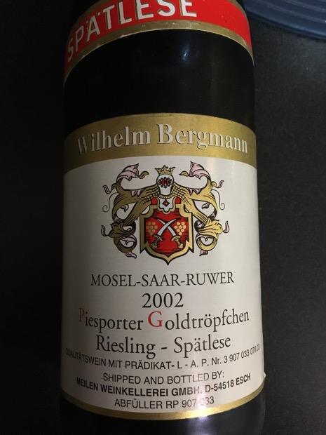 2000 Wilhelm Bergmann Piesporter Goldtröpfchen Riesling Spätlese ...