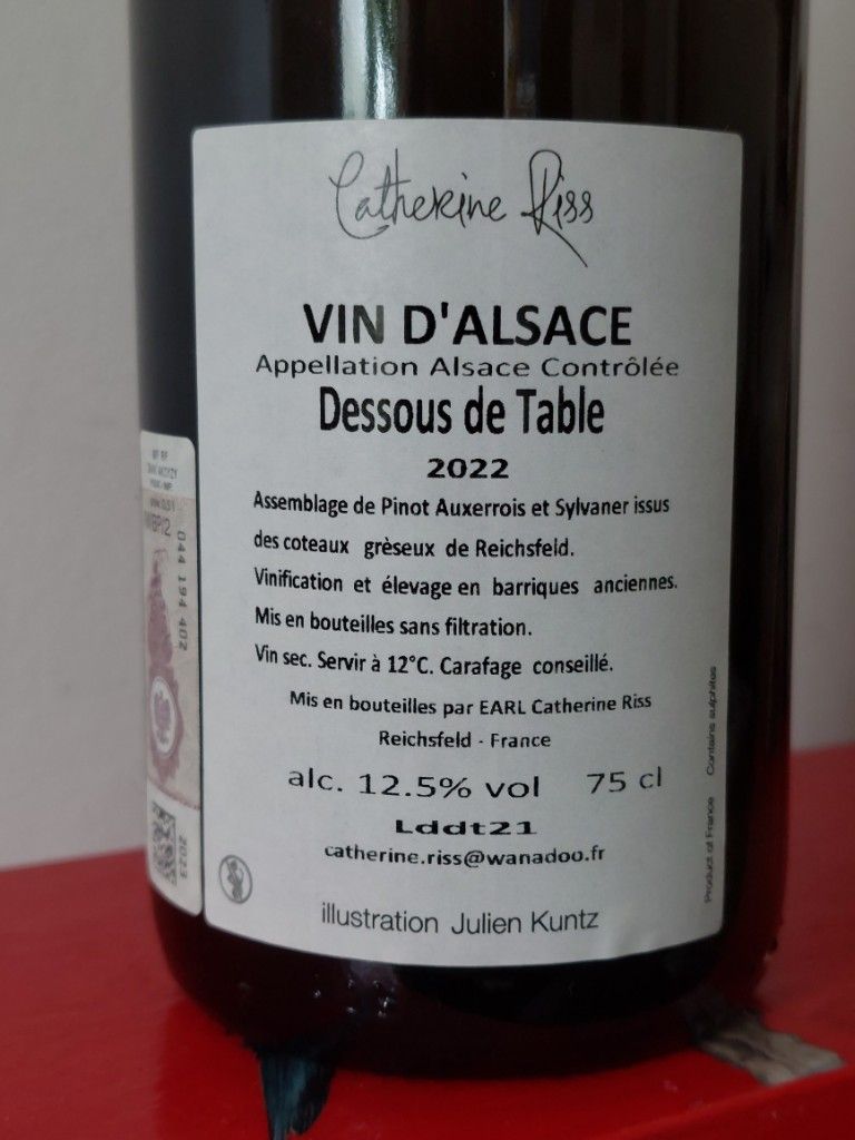 2022 Catherine Riss Dessous de Table - CellarTracker