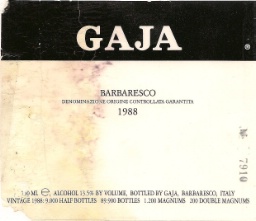 1988 Gaja Barbaresco, Italy, Piedmont, Langhe, Barbaresco