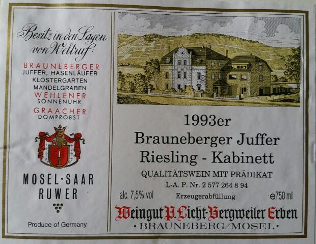 1993 P. Licht-Bergweiler Brauneberger Juffer Riesling Kabinett