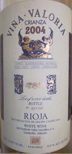 Valoria Rioja 2004 Viña Valoria Viura Rioja Crianza, Spain, La Rioja, Rioja ...
