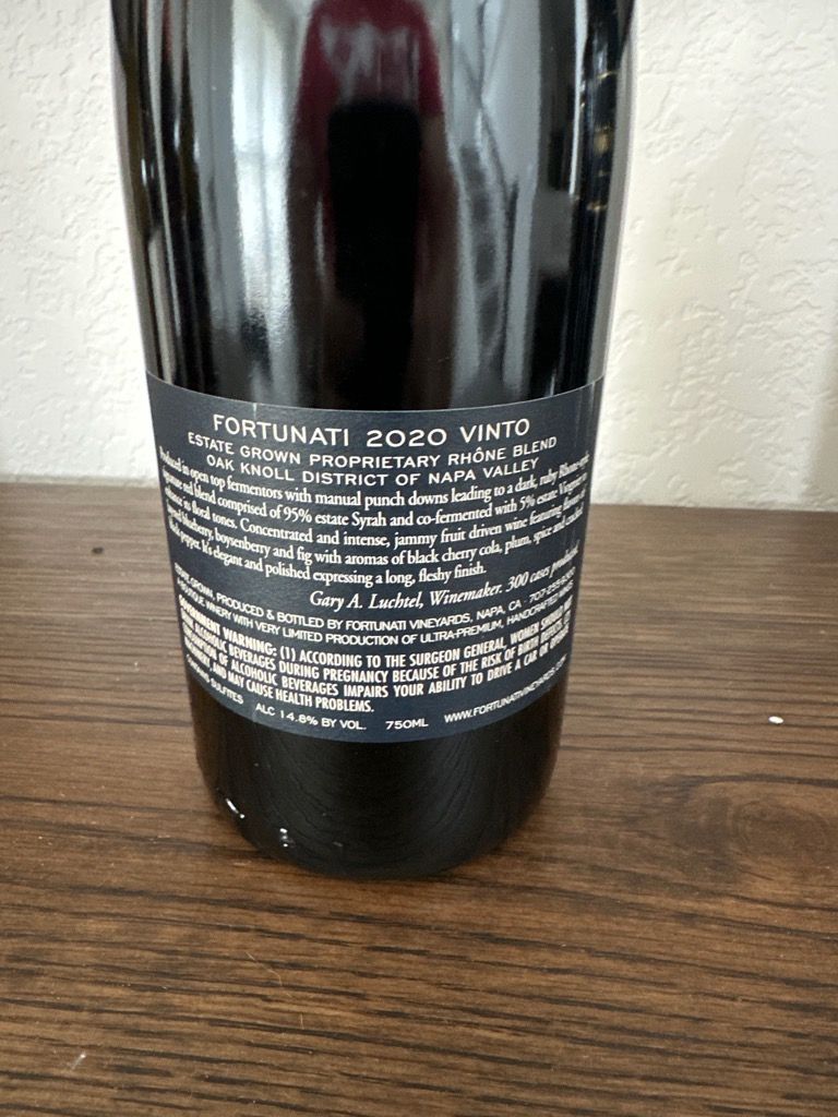 2020 Fortunati Syrah Estate Vinto, USA, California, Napa Valley, Oak ...